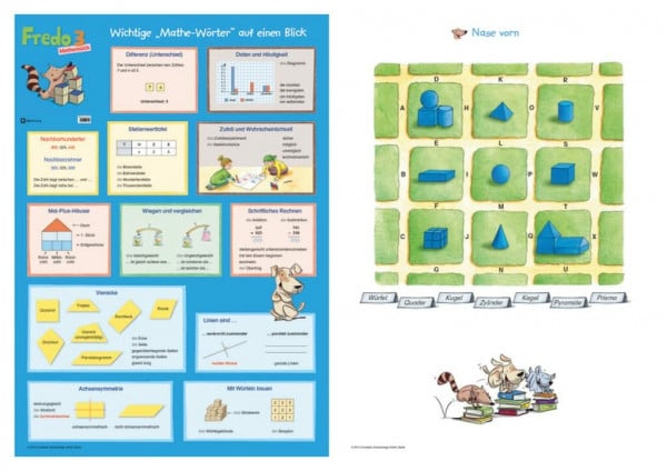 Fredo - Mathematik - Zu Ausgabe A - 2015 und Ausgabe B - 3. Schuljahr: Poster - Mathe-Wörter/Spielplan Nase vorn