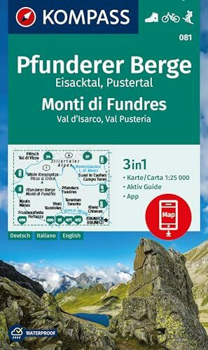 KOMPASS Wanderkarte 081 Pfunderer Berge/Monti di Fundres 1:25.000: 3in1 Wanderkarte mit Aktiv Guide inklusive Karte zur offline Verwendung in der KOMPASS-App. Fahrradfahren. Skitouren.