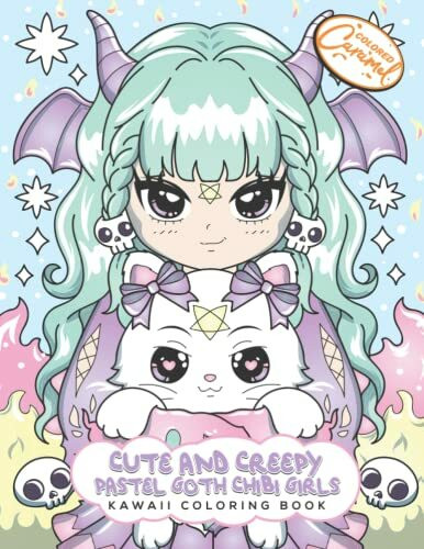 Cute and Creepy Pastel Goth Chibi Girls Kawaii Coloring Book