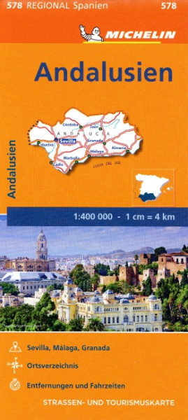 Michelin Andalusien. Straßen- und Tourismuskarte 1:400.000