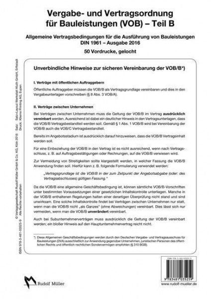 VOB Teil B - Vordrucke Ausgabe 2016