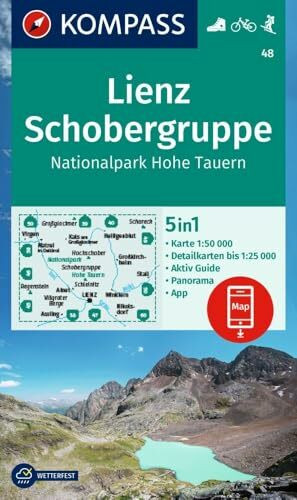 KOMPASS Wanderkarte 48 Lienz, Schobergruppe, Nationalpark Hohe Tauern 1:50.000: 5in1 Wanderkarte mit Aktiv Guide, Detailkarten und Panorama inklusive ... in der KOMPASS-App. Fahrradfahren. Skitouren.
