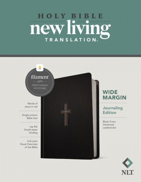 NLT Wide Margin Bible, Filament-Enabled Edition (Red Letter, Hardcover Leatherlike, Black Cross)