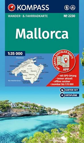 KOMPASS Wanderkarten-Set 2230 Mallorca (4 Karten) 1:35.000: Wander- und Fahrradkarte in einem - inklusive Offline-Verwendung in der KOMPASS-App. Wander-& Radwege.