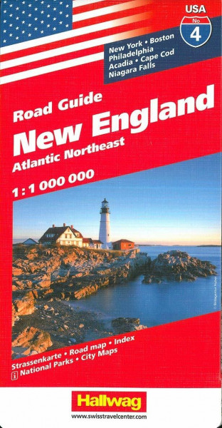 Hallwag Strassenkarte USA, New England 1:1 Mio.: Mit New York, Boston, Philadelphia, Acadia, Cape Cod, Niagara Falls. Inkl. Stadtpläne, Ortsverzeichnis und Reiseinformationen