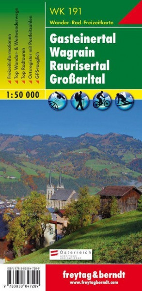 Gasteiner Tal, Wagrain, Raurisertal, Grossarltal 1 : 50 000. WK 191