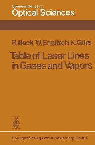 Table of Laser Lines in Gases and Vapors (Springer Series in Optical Sciences, 2)