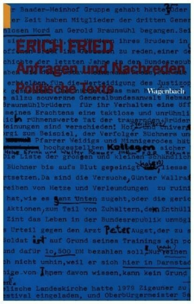 Anfragen und Nachreden: Politische Texte (Wagenbachs andere Taschenbücher)