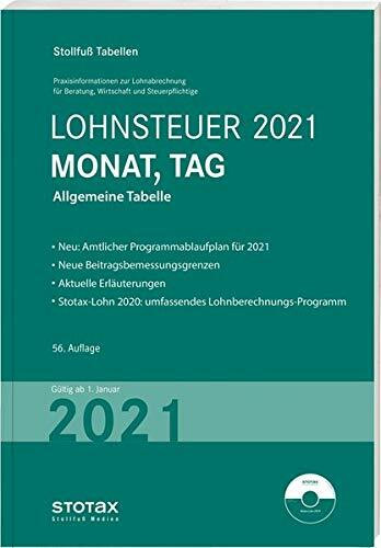 Tabelle, Lohnsteuer 2021 Monat, Tag: mit 8 % + 9 % Kirchensteuer