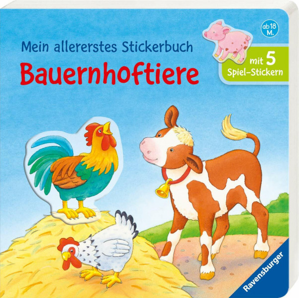 Mein allererstes Stickerbuch: Bauernhoftiere: Mit 5 Spiel-Stickern