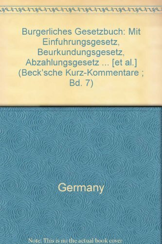 Bürgerliches Gesetzbuch.