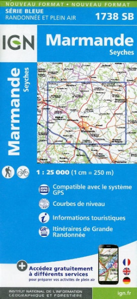 Marmande - Seyches 1 : 25 000 Carte Topographique Serie Bleue Itineraires de Randonnee