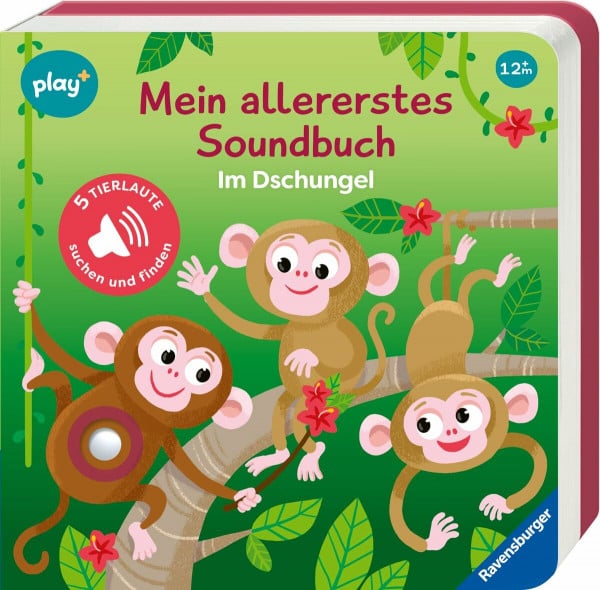 Ravensburger Play+ Mein allererstes Soundbuch: Im Dschungel, Baby-Buch ab 1 Jahr, Sachen suchen und hören: Sachen suchen und hören