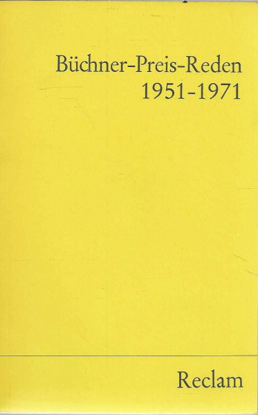 Büchner-Preis-Reden 1951-1971.