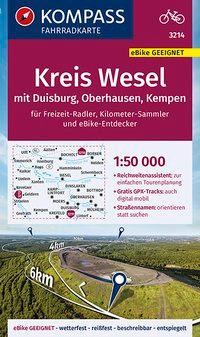 KOMPASS Fahrradkarte 3214 Kreis Wesel mit Duisburg, Oberhausen, Kempen 1:50.000