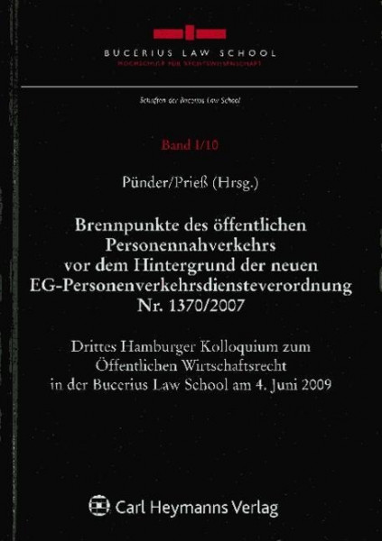 Brennpunkte des öffentlichen Personennahverkehrs vor dem Hintergrund der neuen EG-Personenverkehrsdi