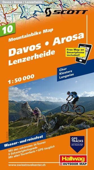 Davos, Arosa, Lenzerheide Nr. 10 Mountainbike-Karte 1:50 000: Chur, Klosters, Langwies, Mit den schönsten 34 Touren, 5 Schwierigkeitsgrade, Mit allen ... (Hallwag Mountainbike-Karten, Band 10)