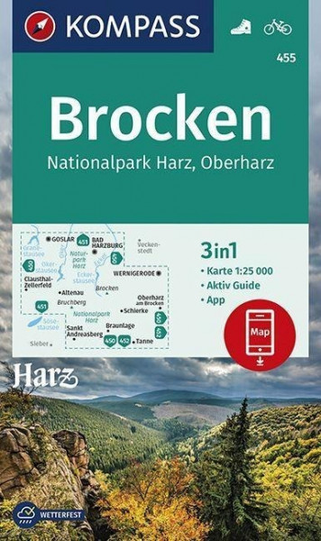 KOMPASS Wanderkarte Brocken, Nationalpark Harz, Oberharz 1:25000