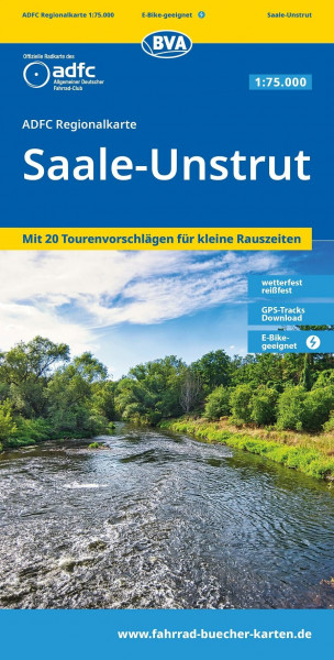 BVA ADFC Regionalkarte Saale-Unstrut 1:75.000: mit Tagestourenvorschlägen, reiß- und wetterfest, E-Bike-geeignet, GPS-Tracks Download, Zwischen Halle (Saale), Weimar, Jena und Gera