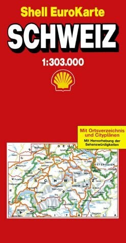 Shell EuroKarte, Schweiz: Mit Ortsverz., Citypln. u. Hervorhebung d. Sehenswürdigkeiten