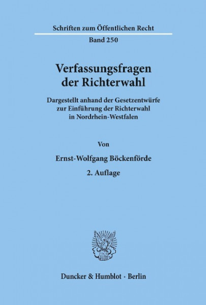 Verfassungsfragen der Richterwahl.