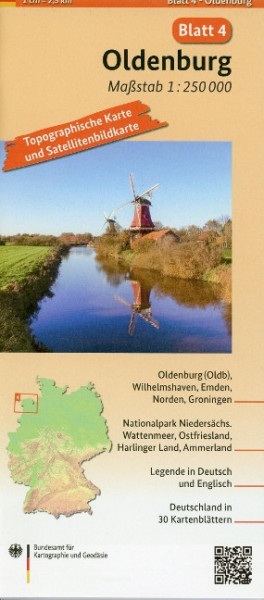 Oldenburg Umgebungskarte mit Satellitenbild 1:250.000