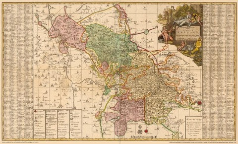 Historische Karte: Ämter Meissen, Nossen, Oschatz und Wurtzen, 1750 (Plano)