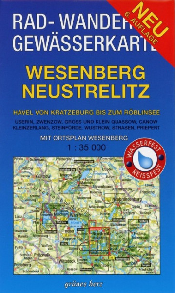 Wesenberg, Neustrelitz - Havel von Ratzeburg bis zum Röblinsee 1 : 35 000 Rad-, Wander- und Gewässerkarte