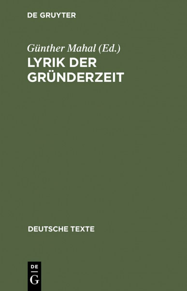 Lyrik der Gründerzeit (Deutsche Texte, 26, Band 26)