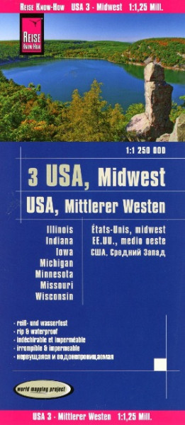 Reise Know-How Landkarte USA 03, Mittlerer Westen / USA, Midwest (1.1.250.000) : Illinois, Indiana, Iowa, Michigan, Minnesota, Missouri, Wisconsin 1:1250000