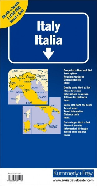 Strassenkarte Italien 1:650 000, Nord + Süd