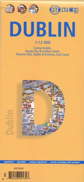 Dublin, Borch Map: Central Dublin, Temple Bar & Grafton Street, Phoenix Park, Dublin & Environs, East Coast