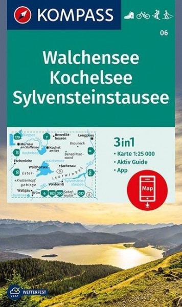Walchensee, Kochelsee, Sylvensteinstausee 1:25 000