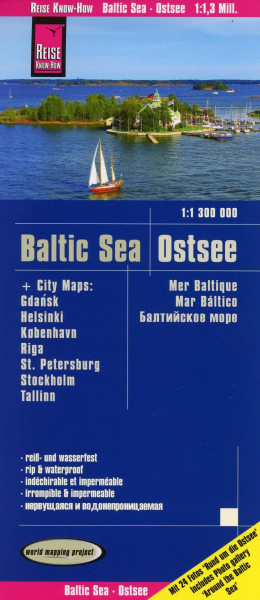 Reise Know-How Landkarte Ostsee 1:1 300 000 mit Stadtplänen Danzig, Helsinki, Kopenhagen, Riga, St. Petersburg, Stockholm, Tallinn