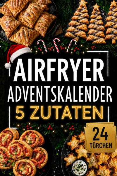 Airfryer Adventskalender – 5 Zutaten: 24 Türchen, 24 geniale Rezepte für die Heißluftfritteuse – von knusprigen Advents-Snacks bis zu süßen Weihnachtsköstlichkeiten (perfekt als Geschenk)