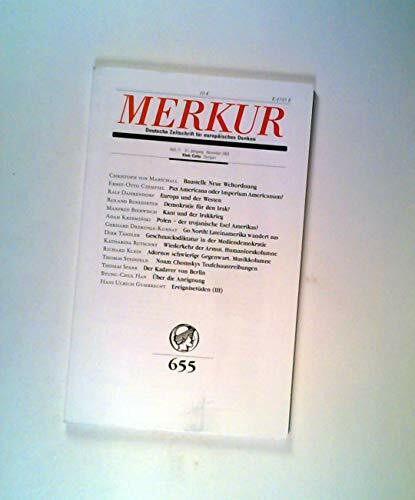 Merkur. Deutsche Zeitschrift für europäisches Denken, Nr. 655, Heft 11, 57. Jahrgang, November 2003