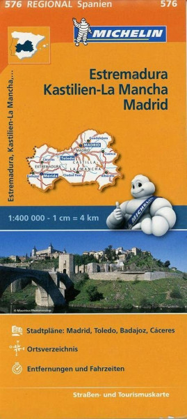 Michelin Estremadura, Kastilien-La Mancha, Madrid: Straßen- und Tourismuskarte 1:400.000 (MICHELIN Regionalkarten)