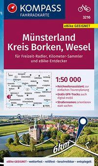 KOMPASS Fahrradkarte 3216 Münsterland, Kreis Borken, Wesel 1:50.000