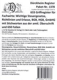 Sparpaket Steuerfachwirt: 633 Griffregister + 650 Folien