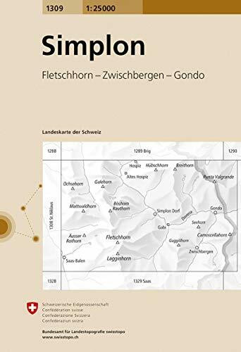 1309 Simplon: Fletschhorn - Zwischbergen - Gondo (Landeskarte 1:25 000)