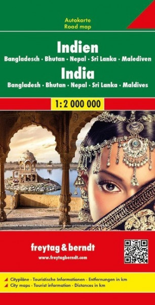 Indien - Bangladesch . Bhutan . Nepal Sri Lanka . Malediven, Autokarte 1:2.000.000