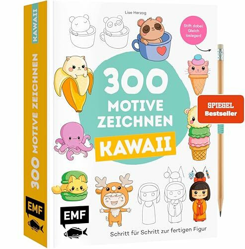300 Motive zeichnen – Kawaii: Schritt für Schritt zum fertigen Motiv | Stift dabei – Gleich loslegen!