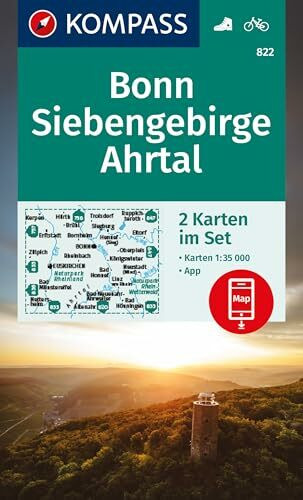 KOMPASS Wanderkarten-Set 822 Bonn, Siebengebirge, Ahrtal (2 Karten) 1:35.000: inklusive Karte zur offline Verwendung in der KOMPASS-App. Fahrradfahren.