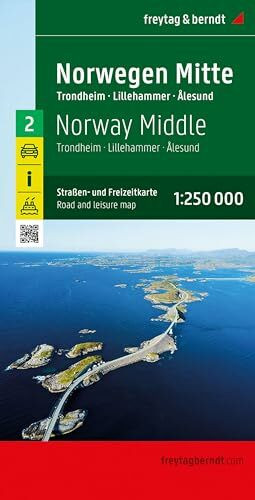 freytag & berndt Straßenkarte Norwegen Mitte 1:250.000: Straßen- und Freizeitkarte Trondheim - Lillehammer - Ålesund, mit Autofähren