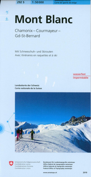 Swisstopo 1 : 50 000 Mont Blanc Carte de sports de neige