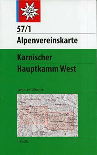 Karnischer Hauptkamm, West: Topographische Karte 1:25.000 mit Wegmarkierungen und Skirouten (Alpenvereinskarten)