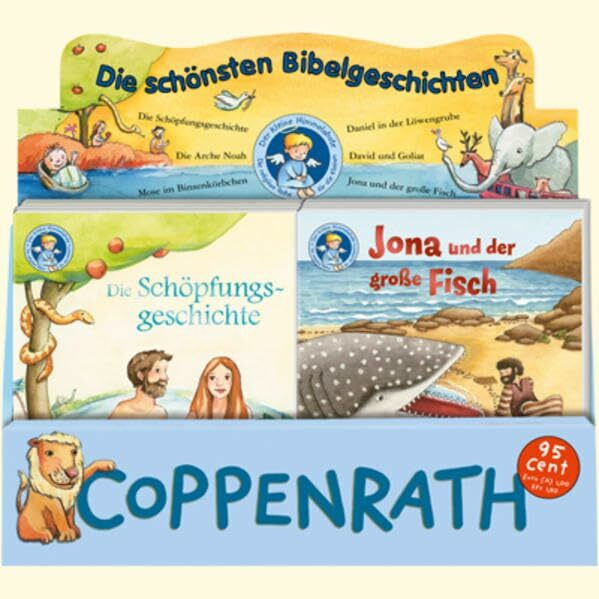 Die schönsten Bibelgeschichten, Lino-Bücher Box-Nr. 30: Die Schöpfungsgeschichte, Die Arche Noah, David und Goliat, Jona und der große Fisch, Daniel ... im Binsenkörbchen (Der Kleine Himmelsbote)