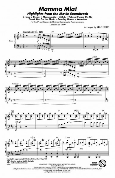Mac Huff-Mamma Mia!-SAB and Piano-CHORAL SCORE