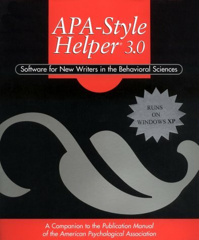 Apa-Style Helper 3.0: Software for New Writers in the Behavioral Sciences