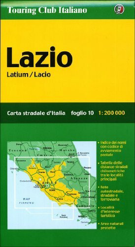 Lazio /Latium /Lacio: 1:200000: Ortsnamenverzeichnis, Strassenentfernungen (Carte regionali 1:200.000)